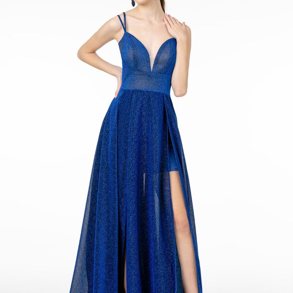 GLS Collective Dresses & Skirts - Spaghetti Strap A-Line Long Prom Dress GSGL2997
